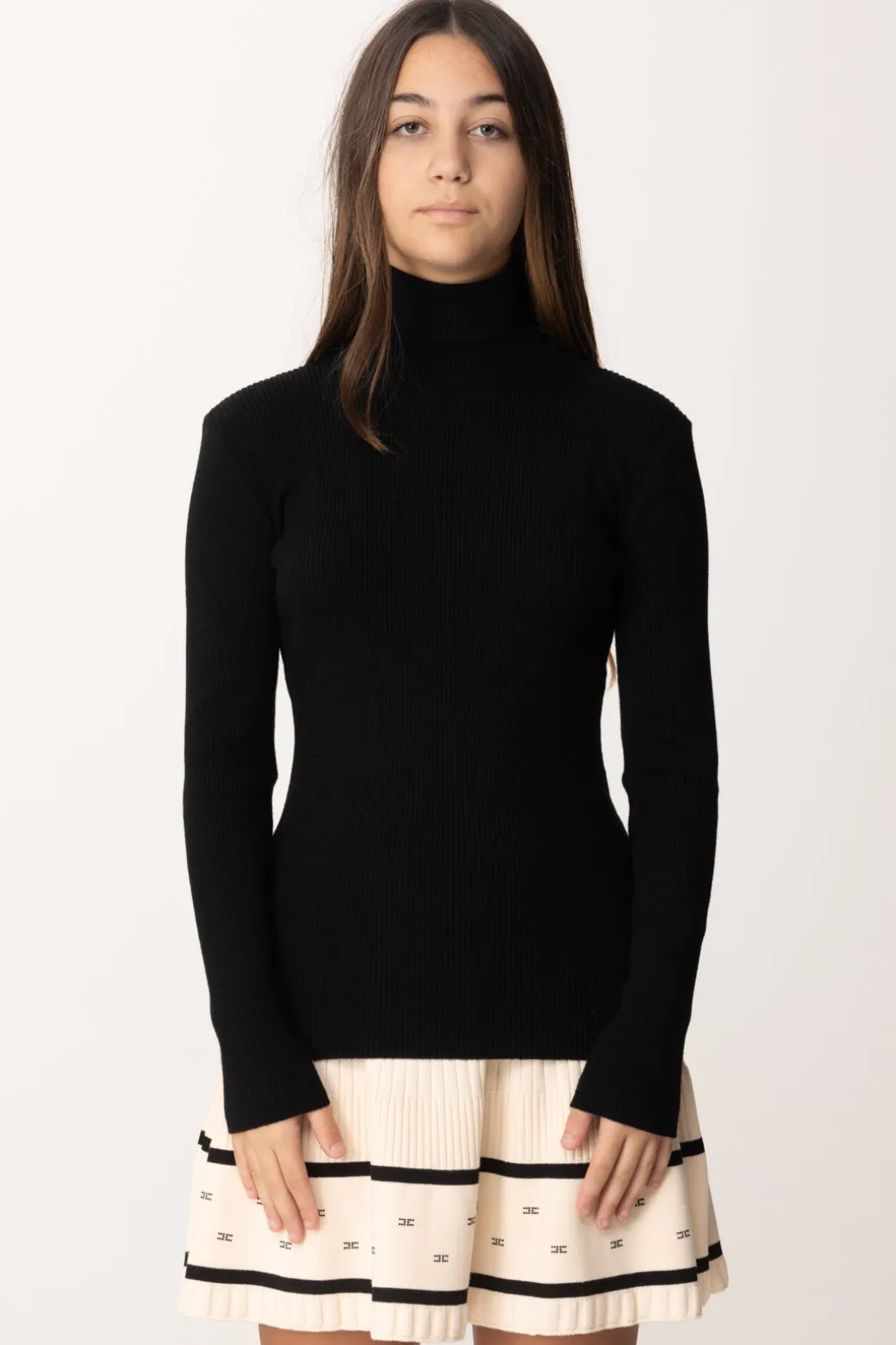 Elisabetta Franchi Bambina Maglia a Lupetto a Costine