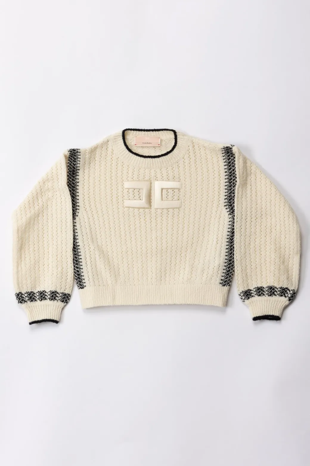 Elisabetta Franchi Bambina Maglia con Ricamo e Dettagli a Contrasto