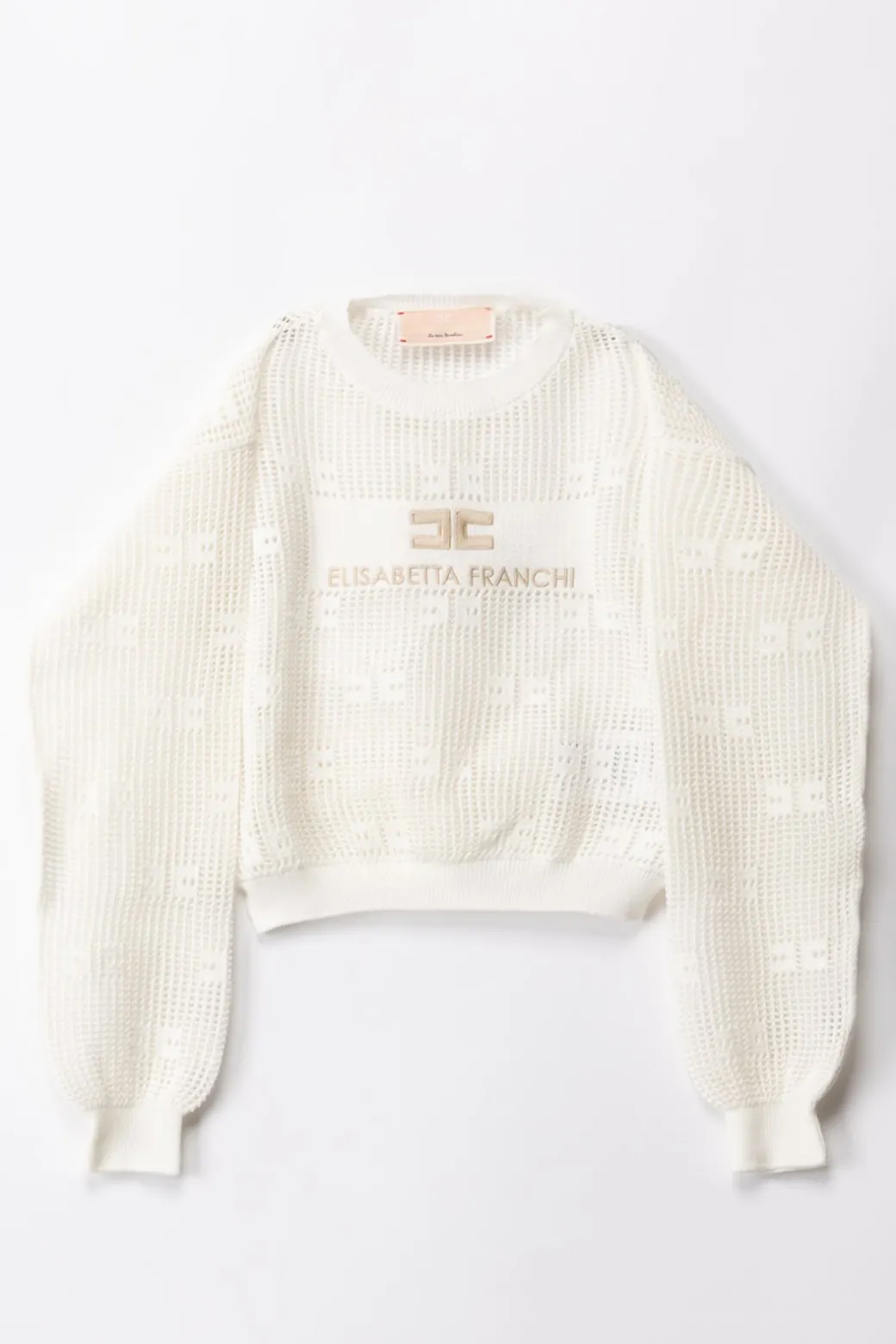 Elisabetta Franchi Bambina Maglia Girocollo con Ricamo Logo