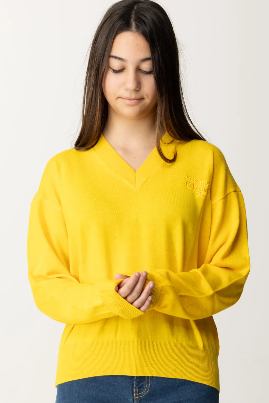 Elisabetta Franchi Bambina Maglia In Lana con Ricamo Logo