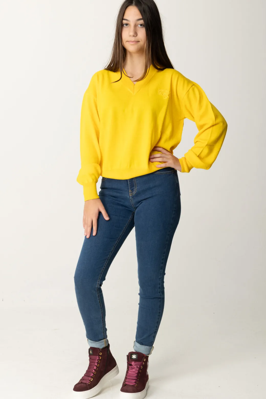 Elisabetta Franchi Bambina Maglia In Lana con Ricamo Logo