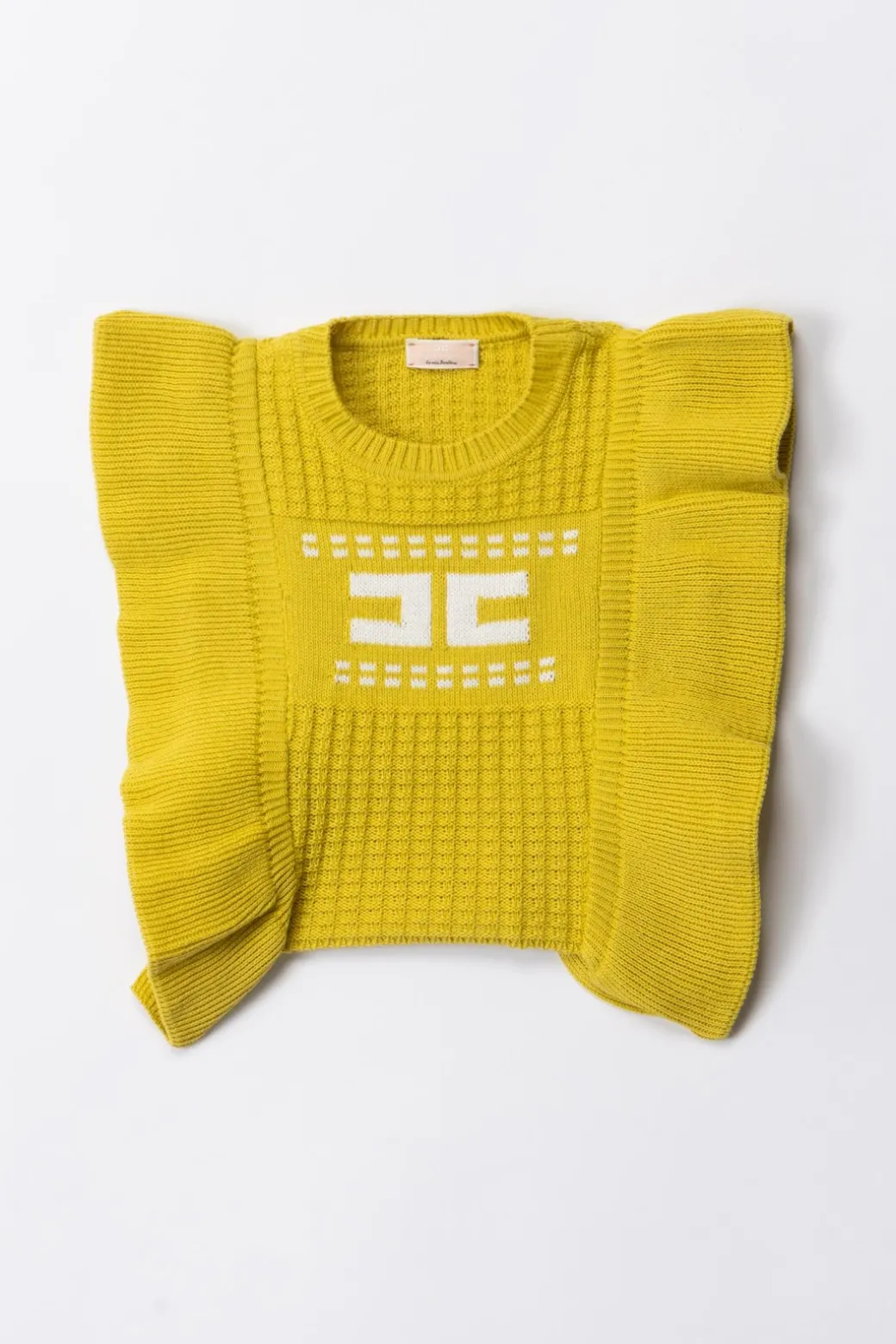 Elisabetta Franchi Bambina Maglia Tricot con Logo e Volant