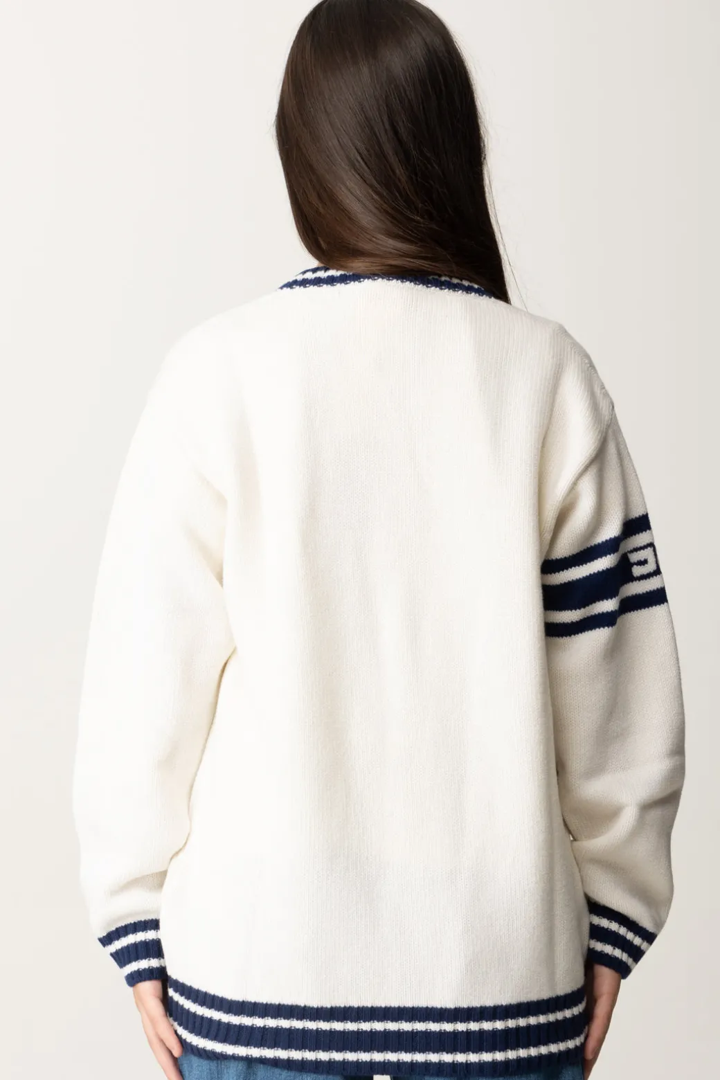 Elisabetta Franchi Bambina Maglione Scollo a V con Logo Ef