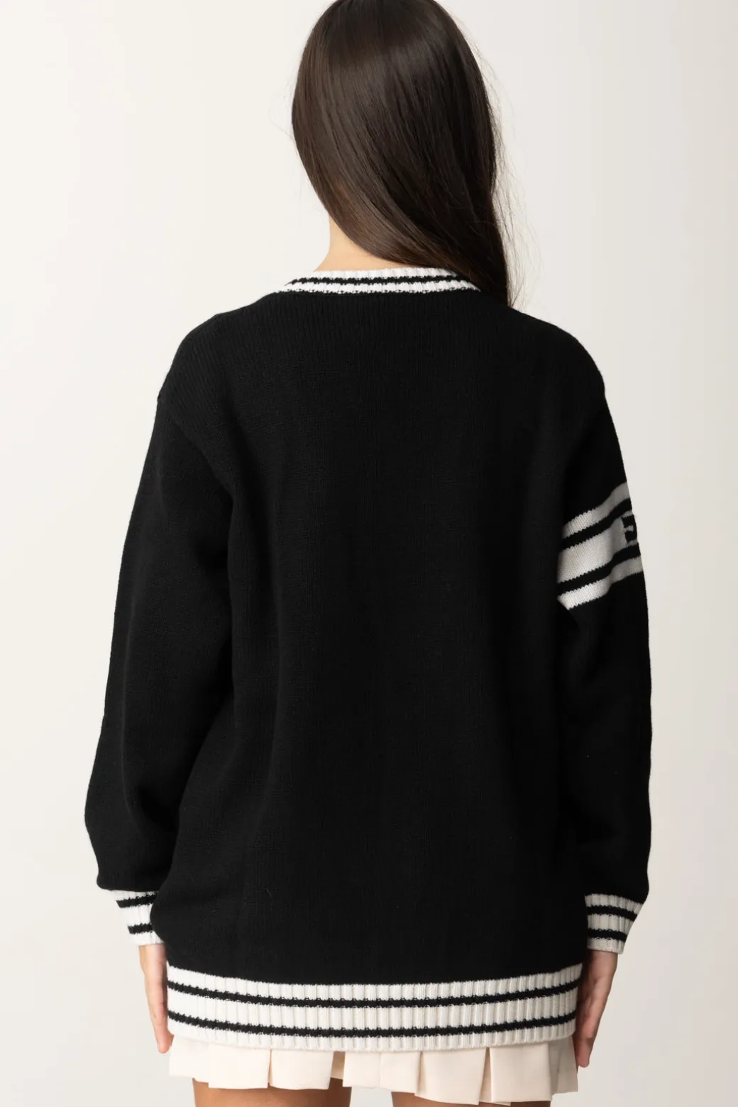 Elisabetta Franchi Bambina Maglione Scollo a V con Logo Ef