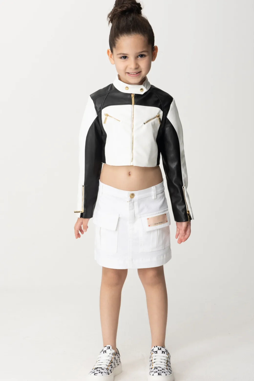 Elisabetta Franchi Bambina Minigonna con Tasconi Ed Etichetta Logo
