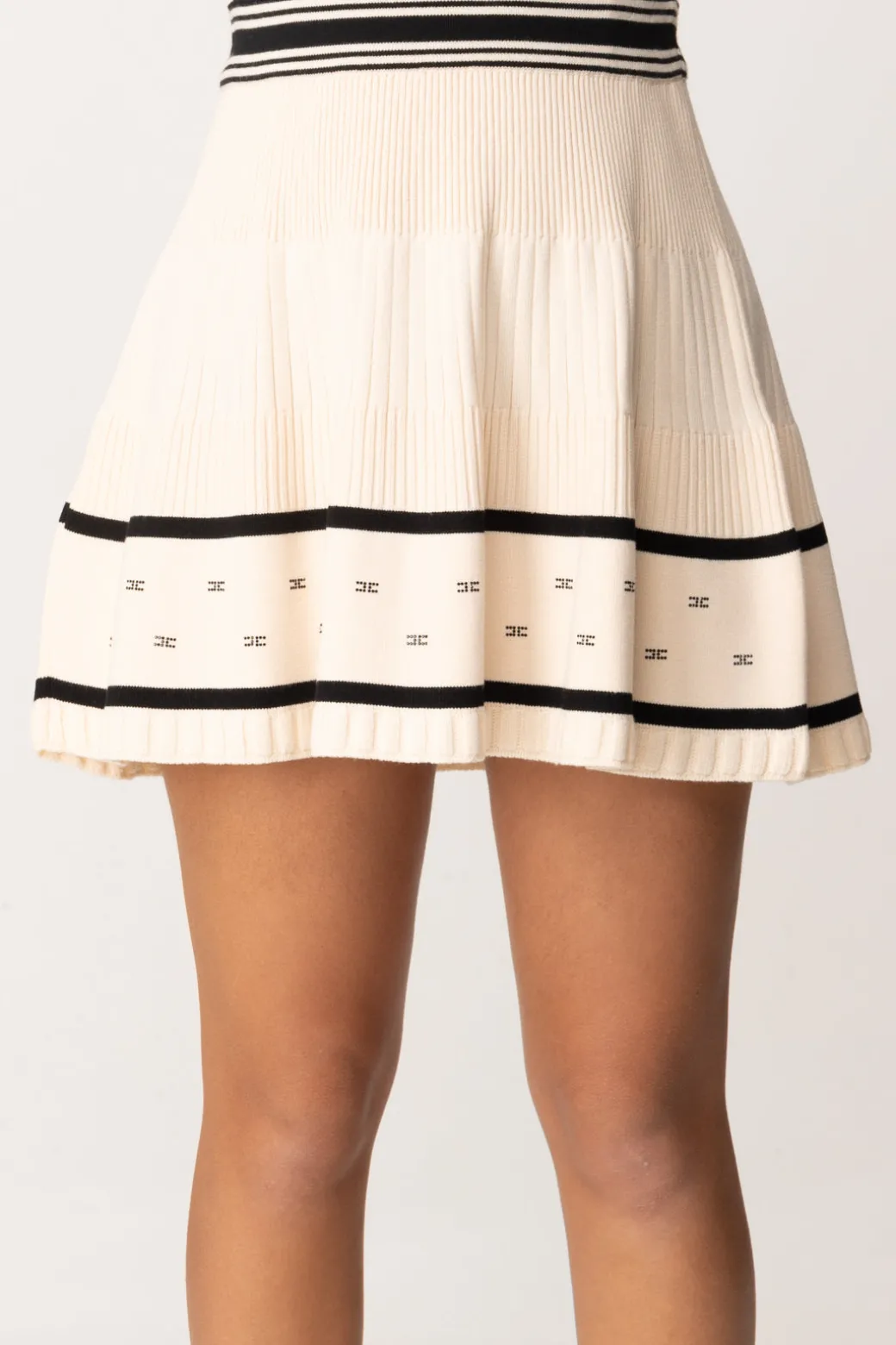 Elisabetta Franchi Bambina Minigonna In Maglia con Applicazione Strass