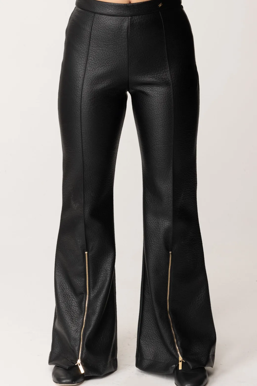 Elisabetta Franchi Bambina Pantalone a Zampa In Ecopelle con Zip