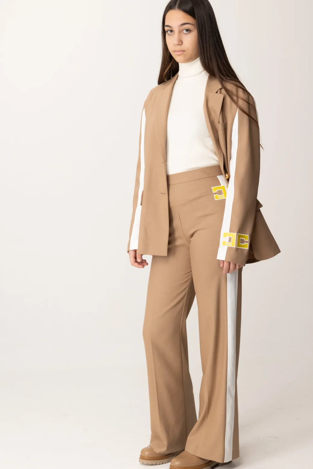 Elisabetta Franchi Bambina Pantalone con Bande Laterali e Logo