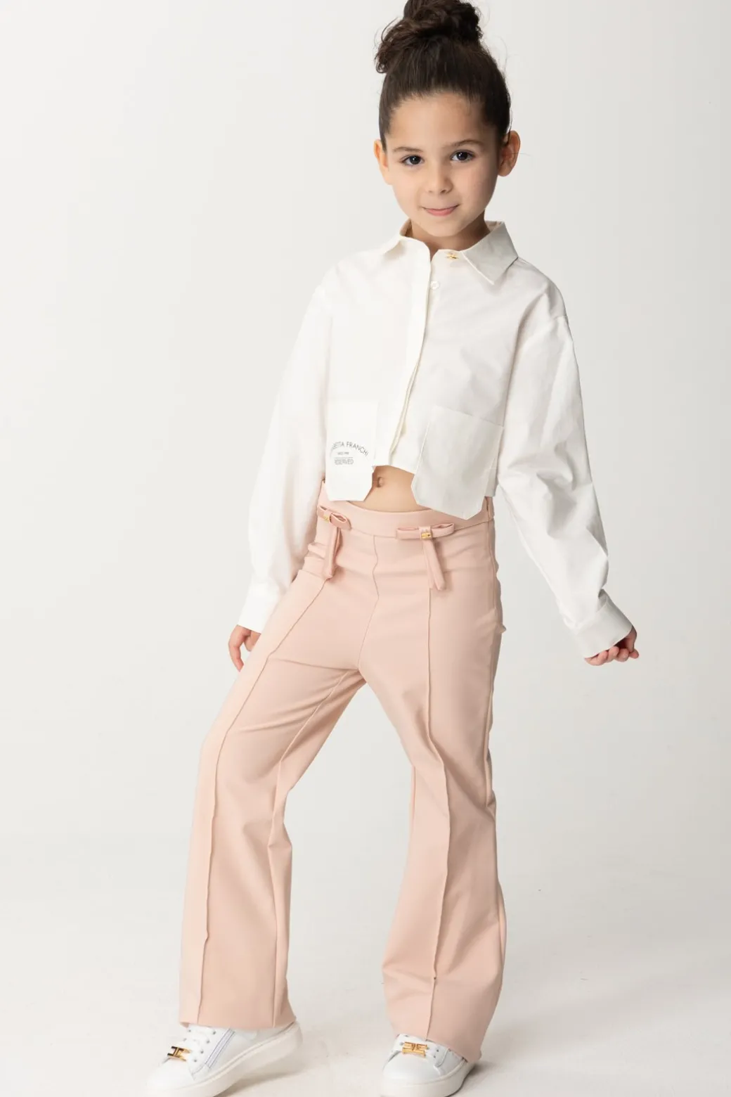 Elisabetta Franchi Bambina Pantaloni con Fiocchetti e Piping