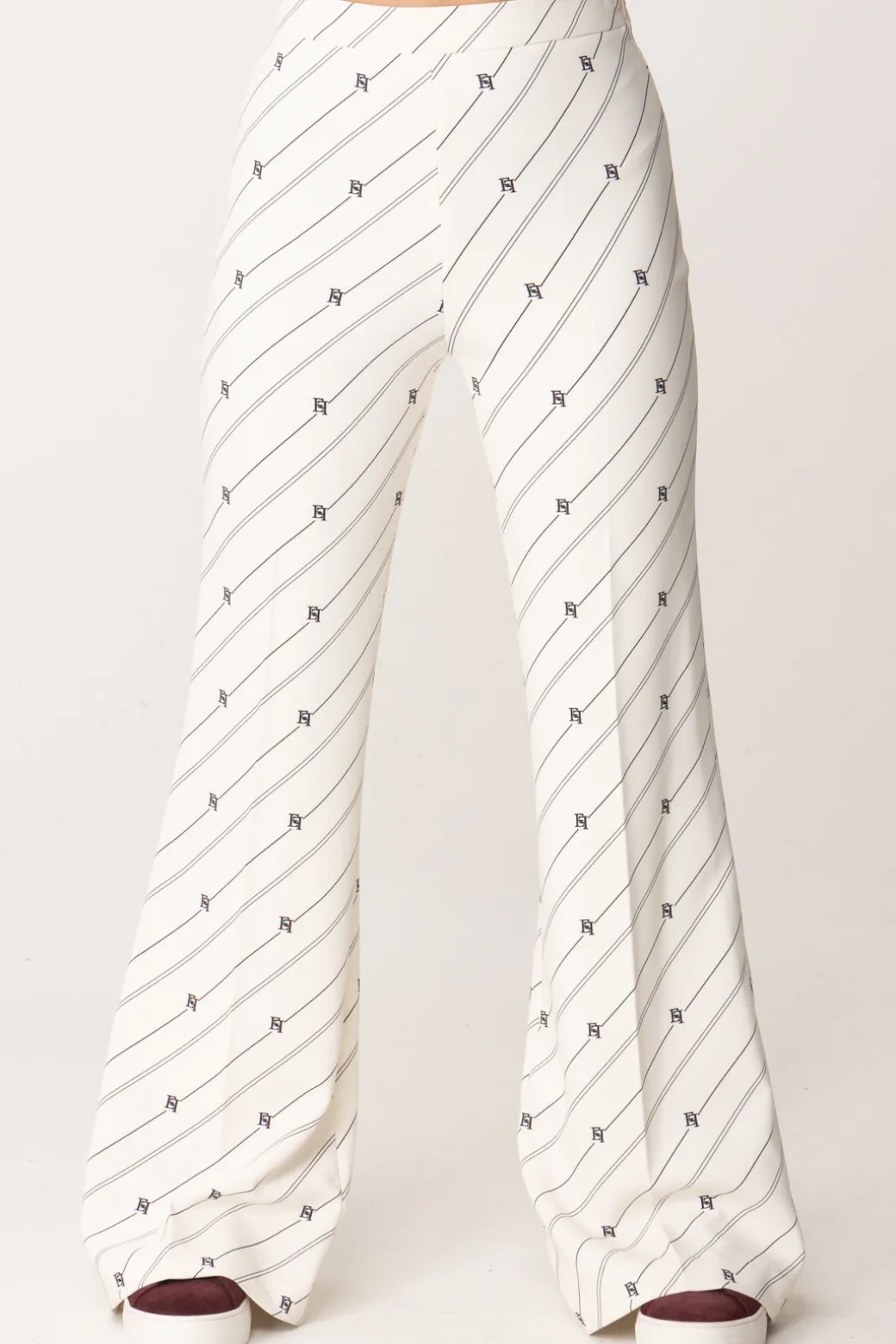 Elisabetta Franchi Bambina Pantaloni Flare Stampa Righe e Logo