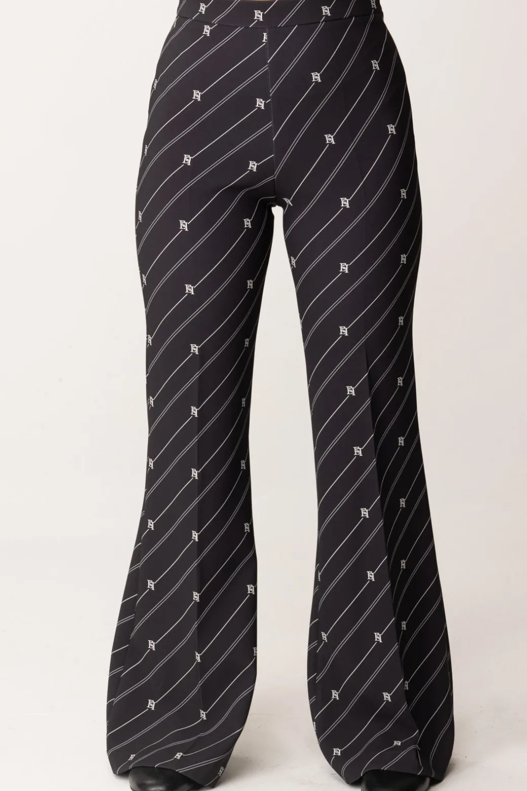 Elisabetta Franchi Bambina Pantaloni Flare Stampa Righe e Logo
