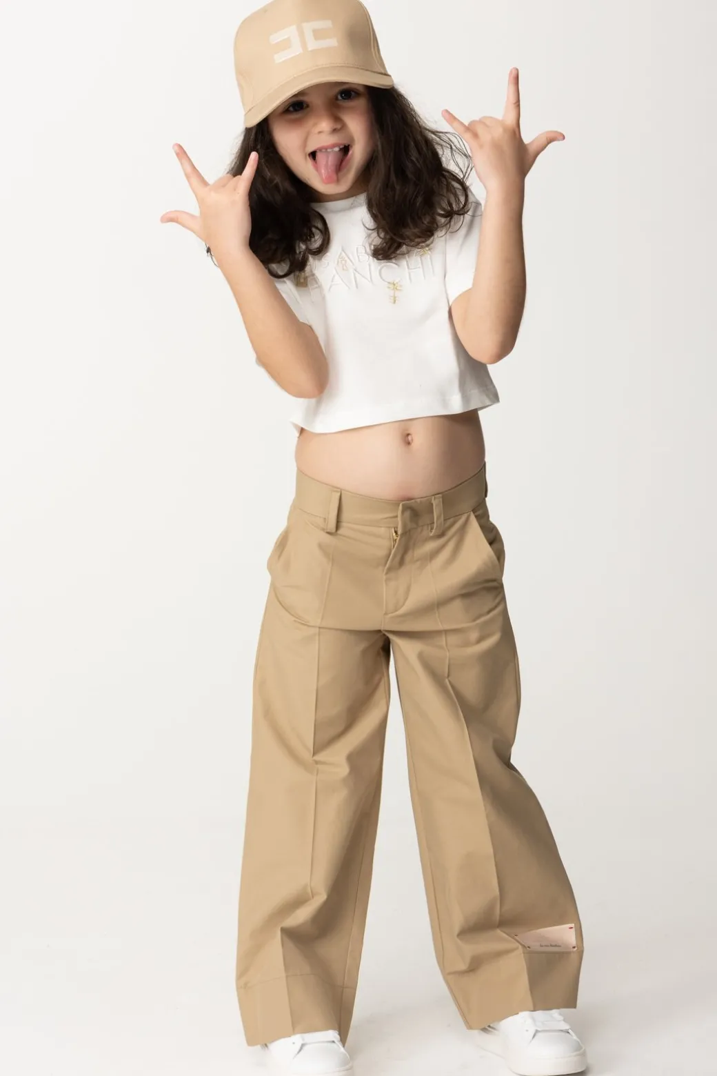 Elisabetta Franchi Bambina Pantaloni In Canvas con Piega