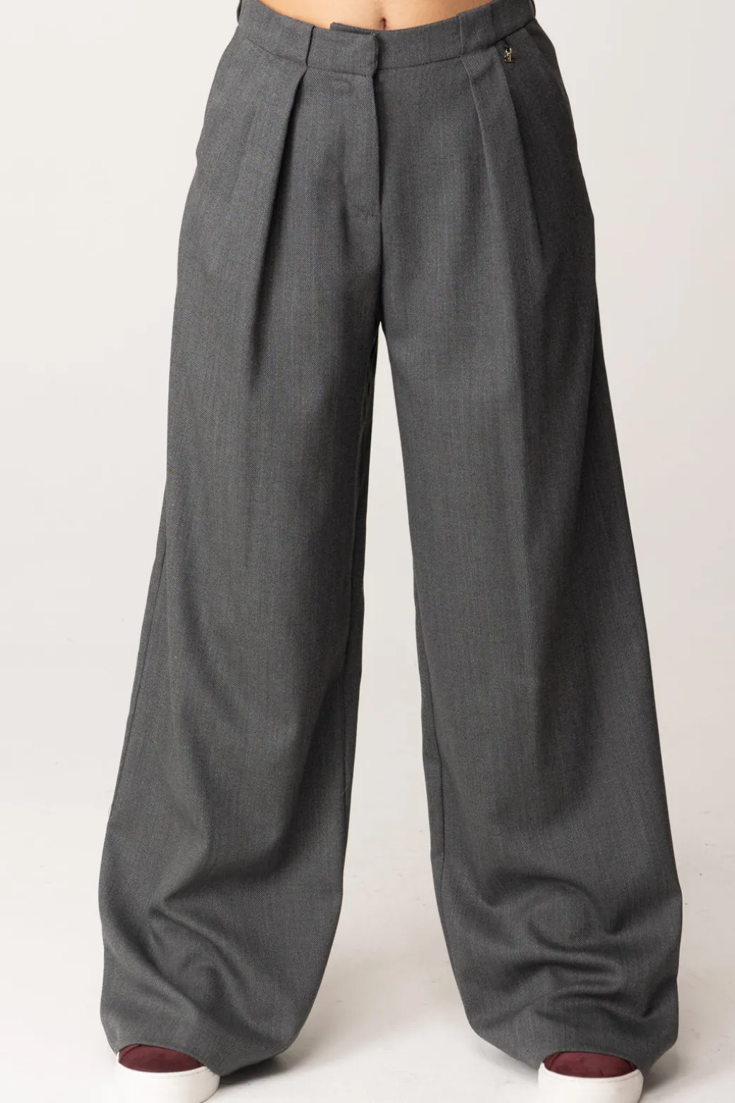 Elisabetta Franchi Bambina Pantaloni In Lana Wide Leg con Pinces