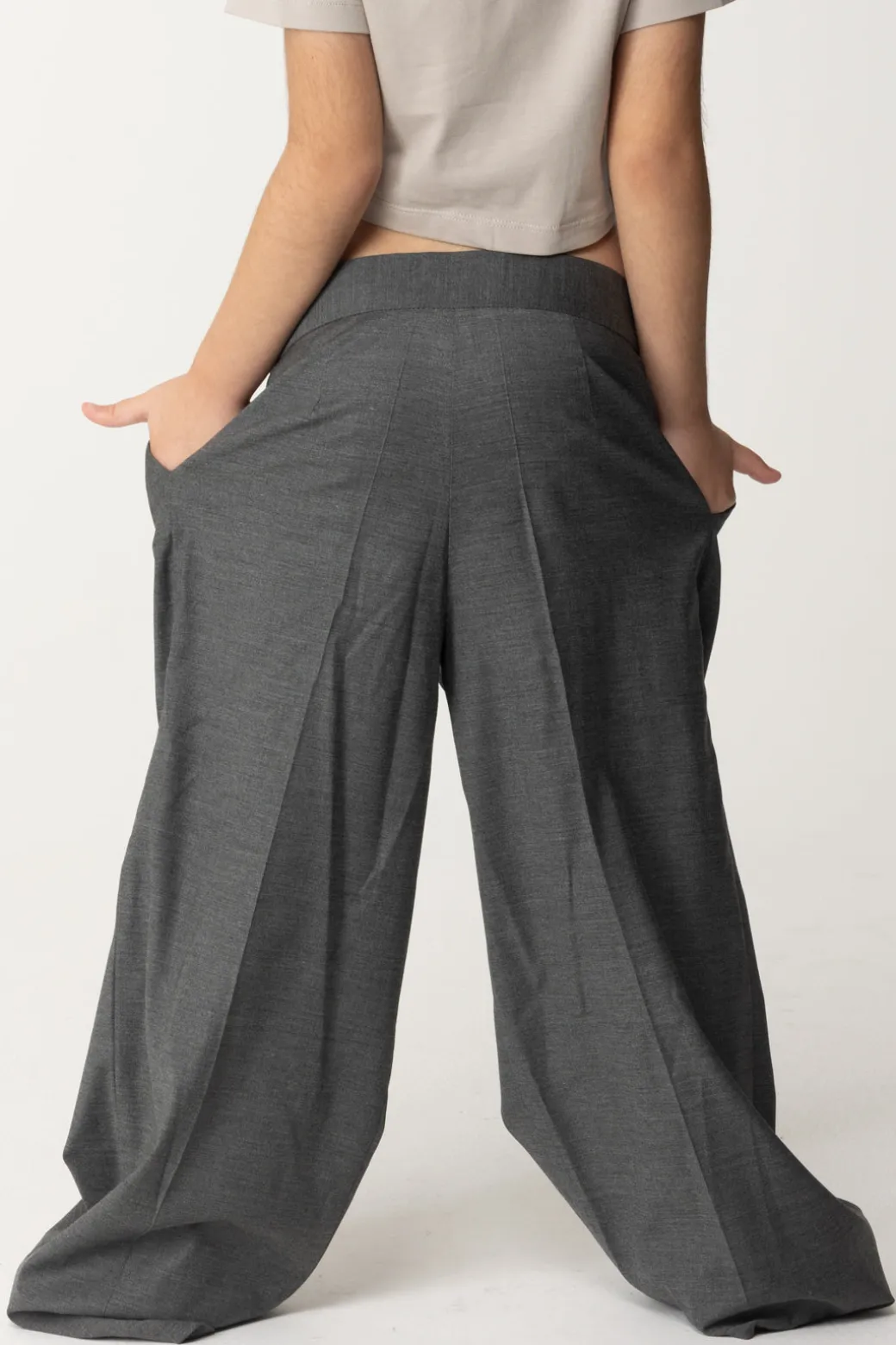 Elisabetta Franchi Bambina Pantaloni Palazzo In Fresco Lana
