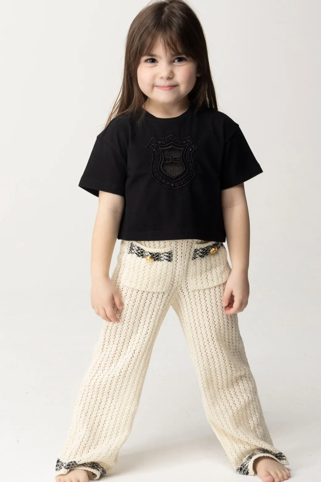 Elisabetta Franchi Bambina Pantaloni Tricot con Tasche Frontali