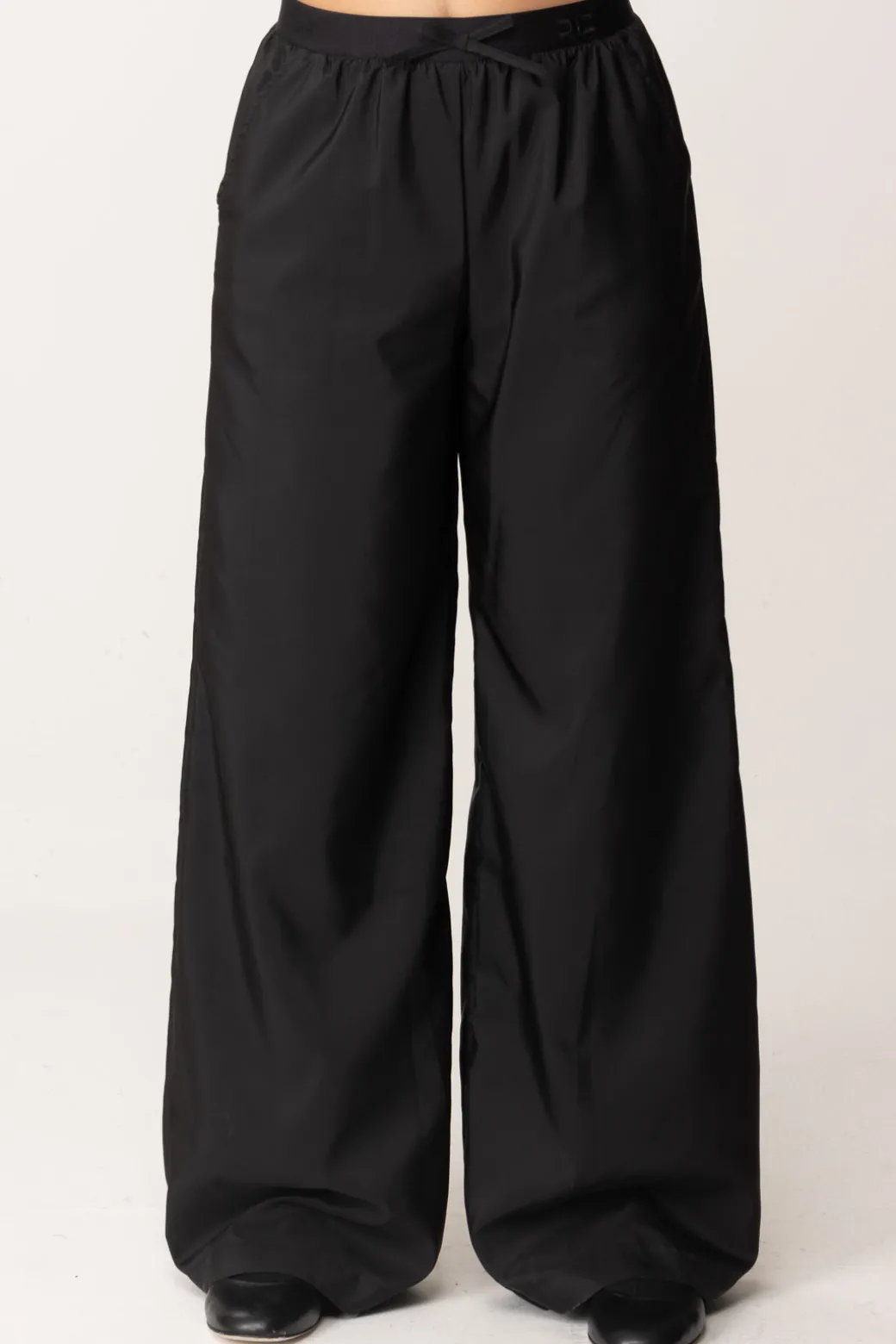 Elisabetta Franchi Bambina Pantaloni Wide Leg In Vela con Fiocchetto