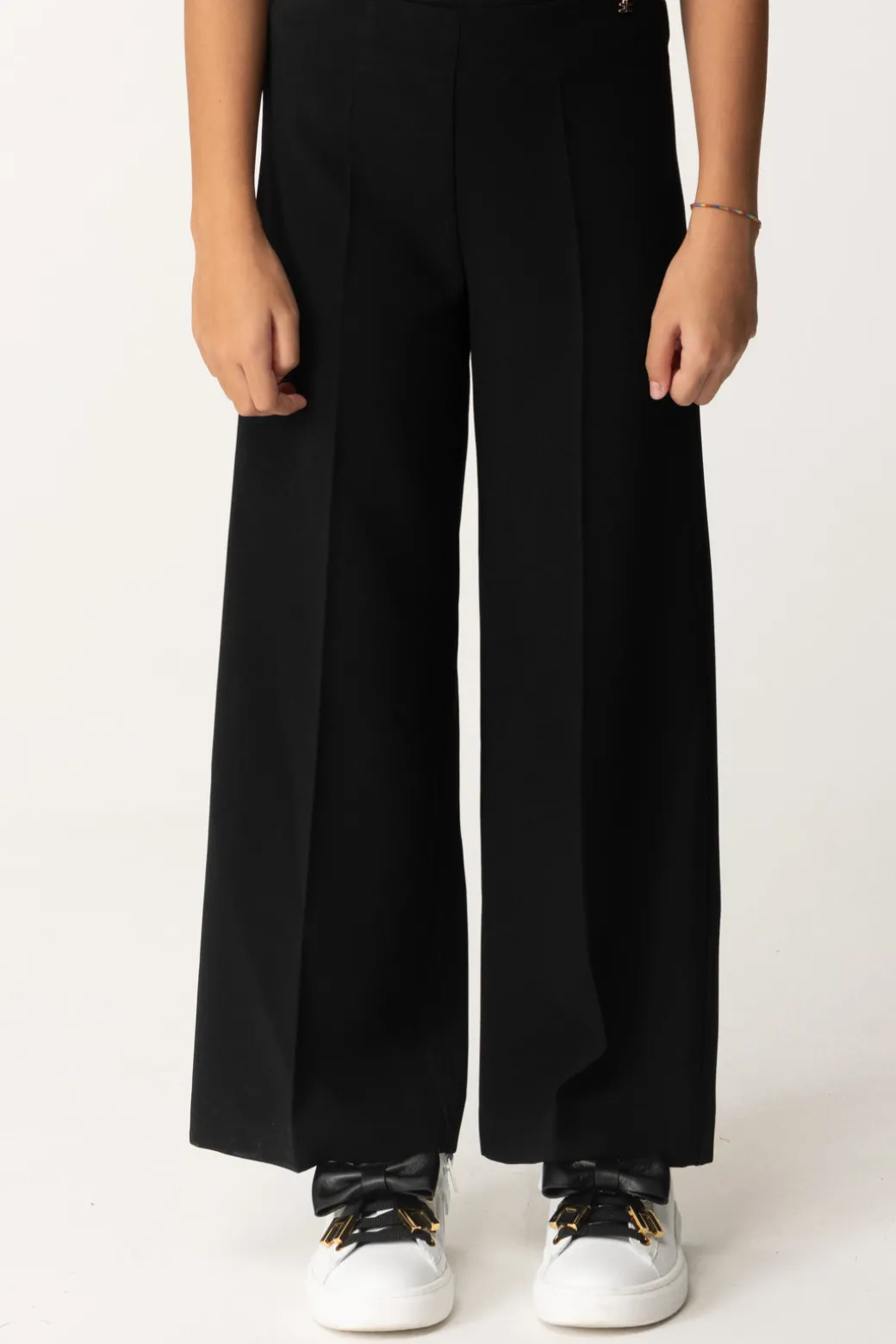 Elisabetta Franchi Bambina Pantaloni Wide-leg In Crepe con Charm Logo