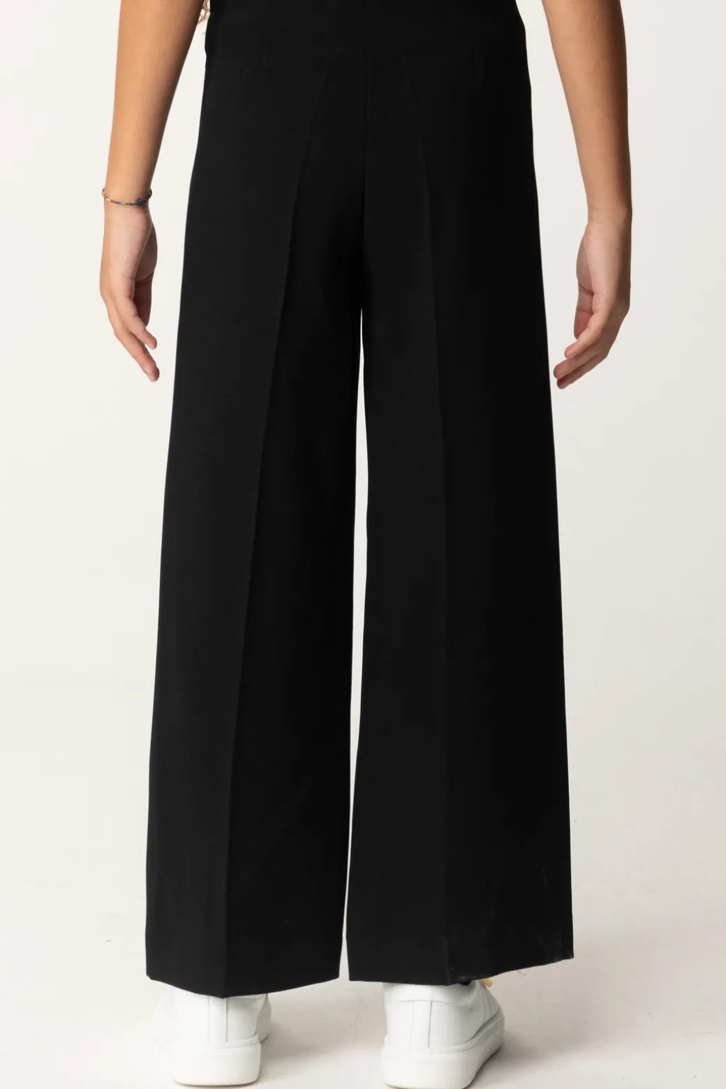Elisabetta Franchi Bambina Pantaloni Wide-leg In Crepe con Charm Logo