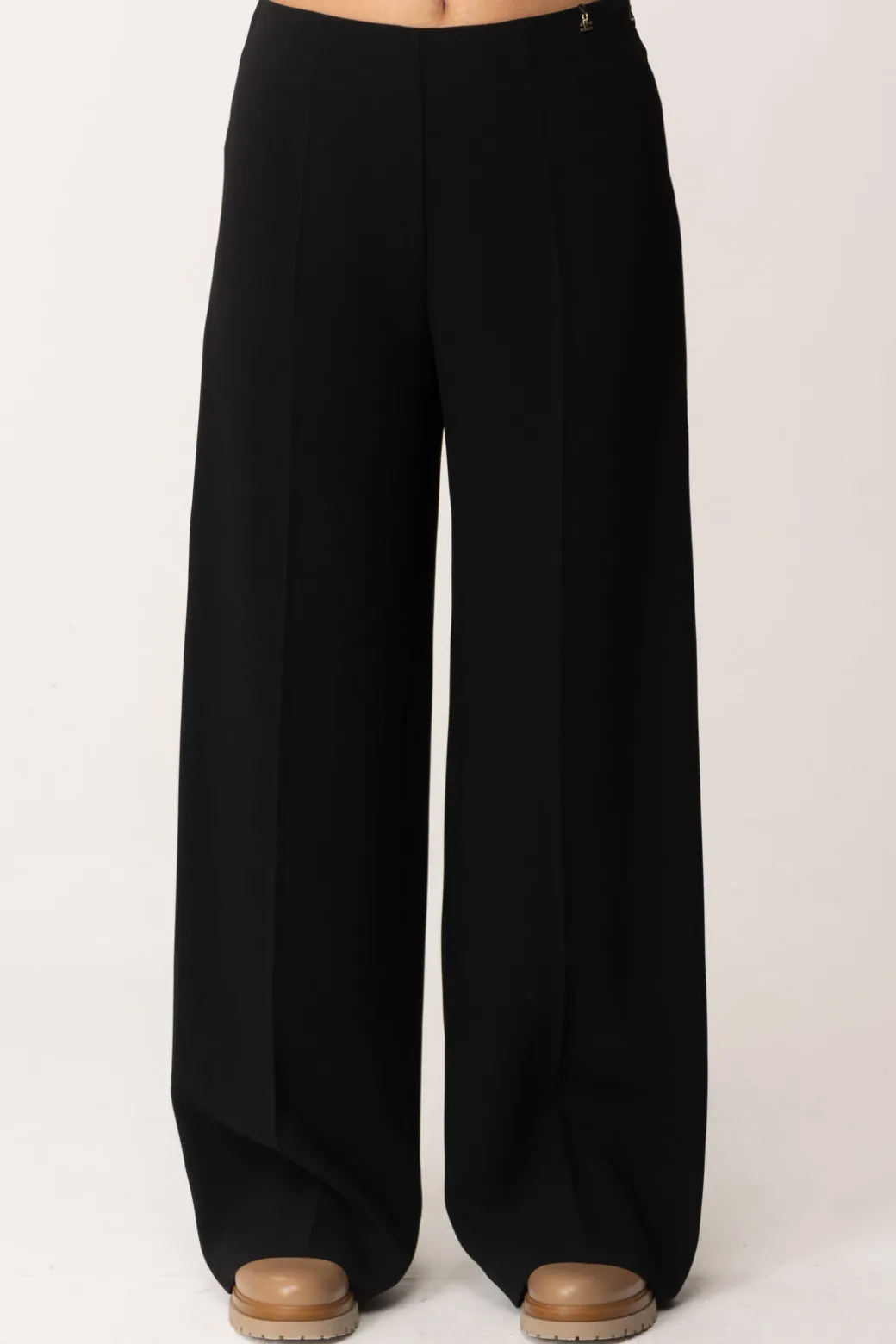 Elisabetta Franchi Bambina Pantaloni Wide-leg In Crepe con Charm Logo