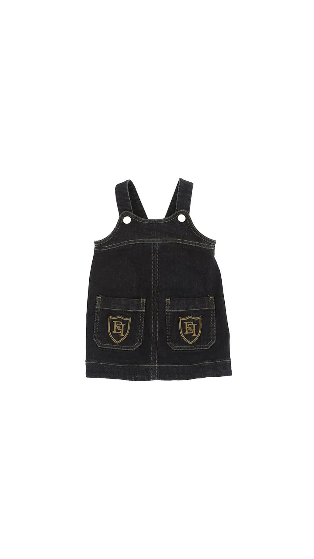 Elisabetta Franchi Bambina Salopette In Denim con Tasche Ricamate