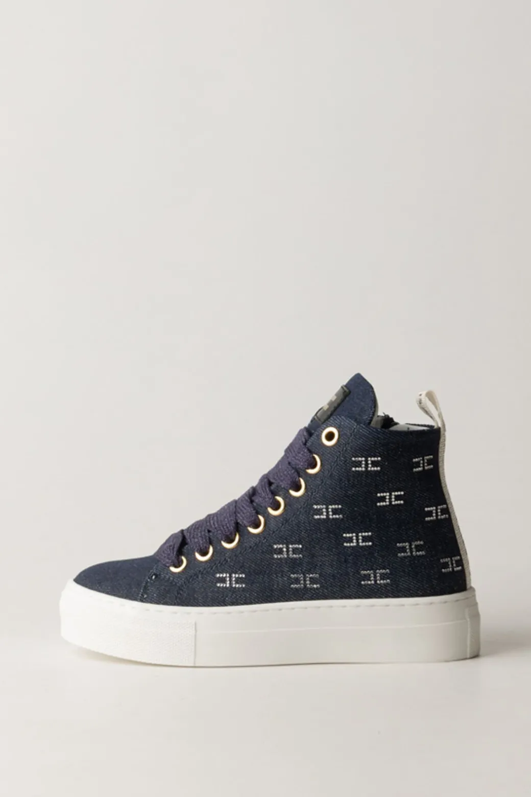Elisabetta Franchi Bambina Sneaker Alte con Pattern Logo In Strass