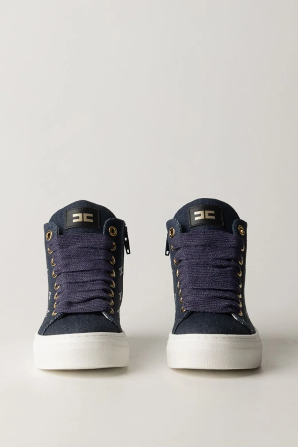 Elisabetta Franchi Bambina Sneaker Alte con Pattern Logo In Strass