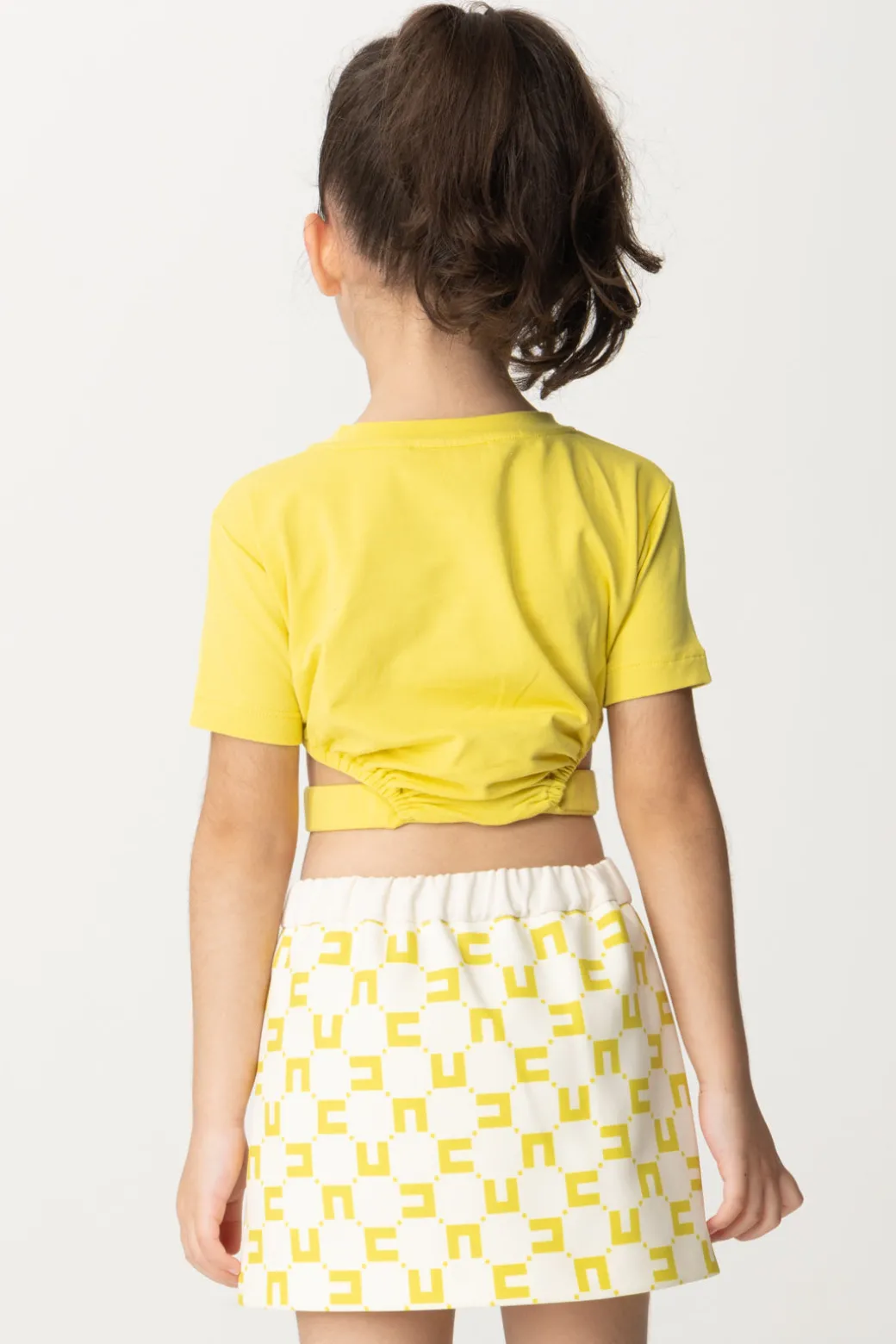 Elisabetta Franchi Bambina T-shirt con Aperture e Placchetta Logo