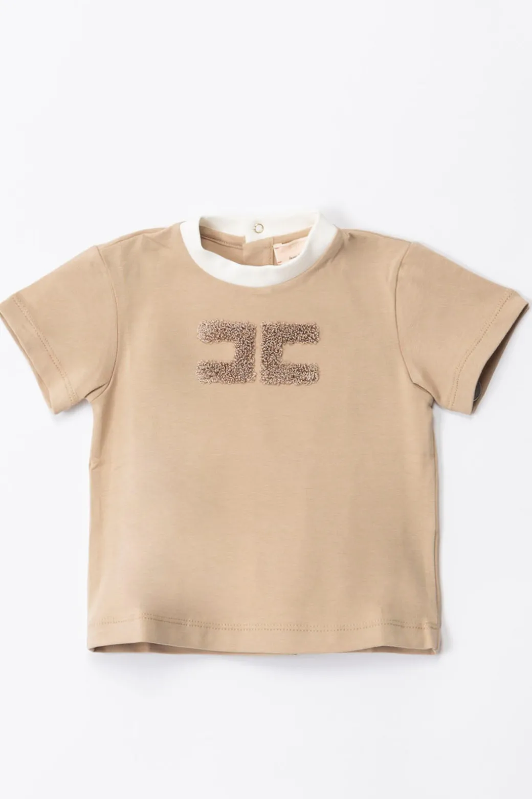 Elisabetta Franchi Bambina T-shirt con Colletto a Contrasto e Logo