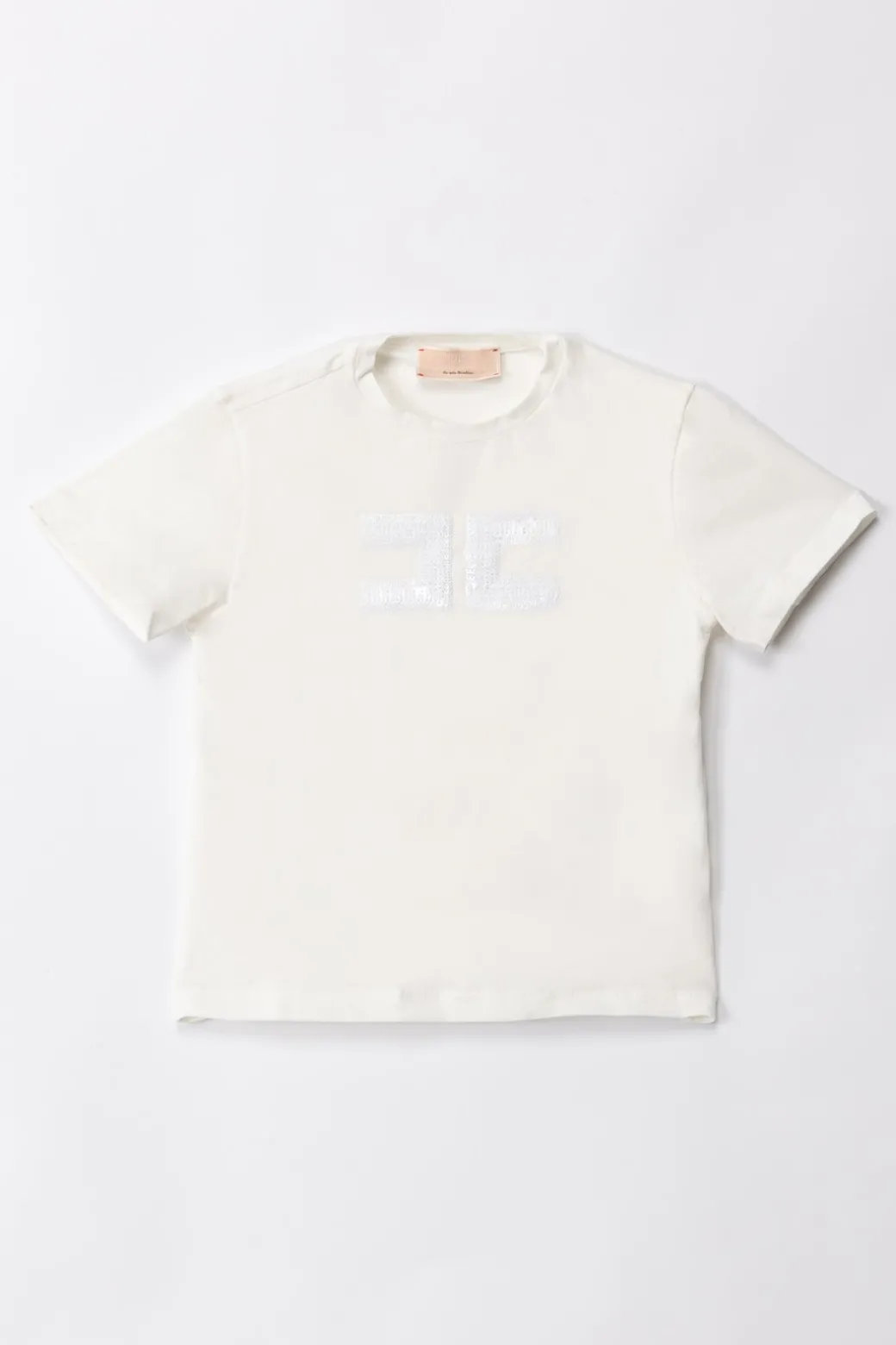 Elisabetta Franchi Bambina T-shirt con Logo In Paillettes
