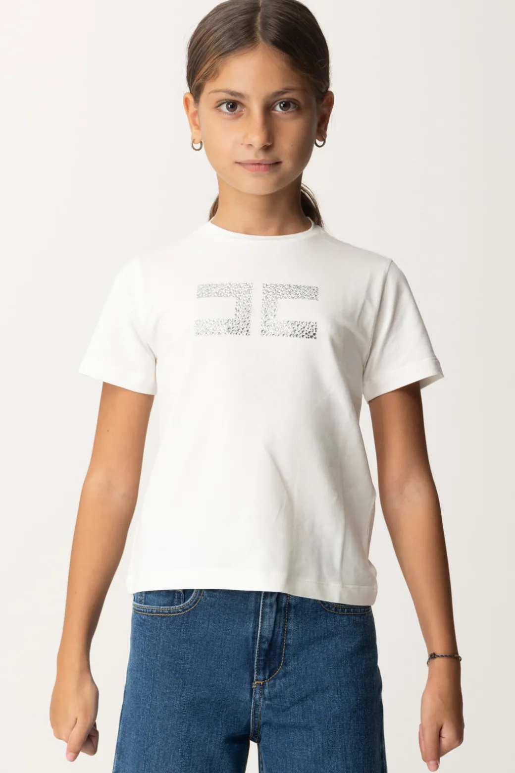 Elisabetta Franchi Bambina T-shirt con Logo In Strass
