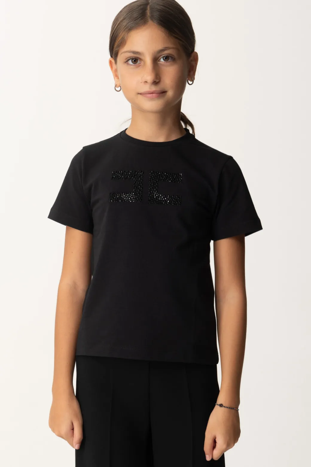 Elisabetta Franchi Bambina T-shirt con Logo In Strass