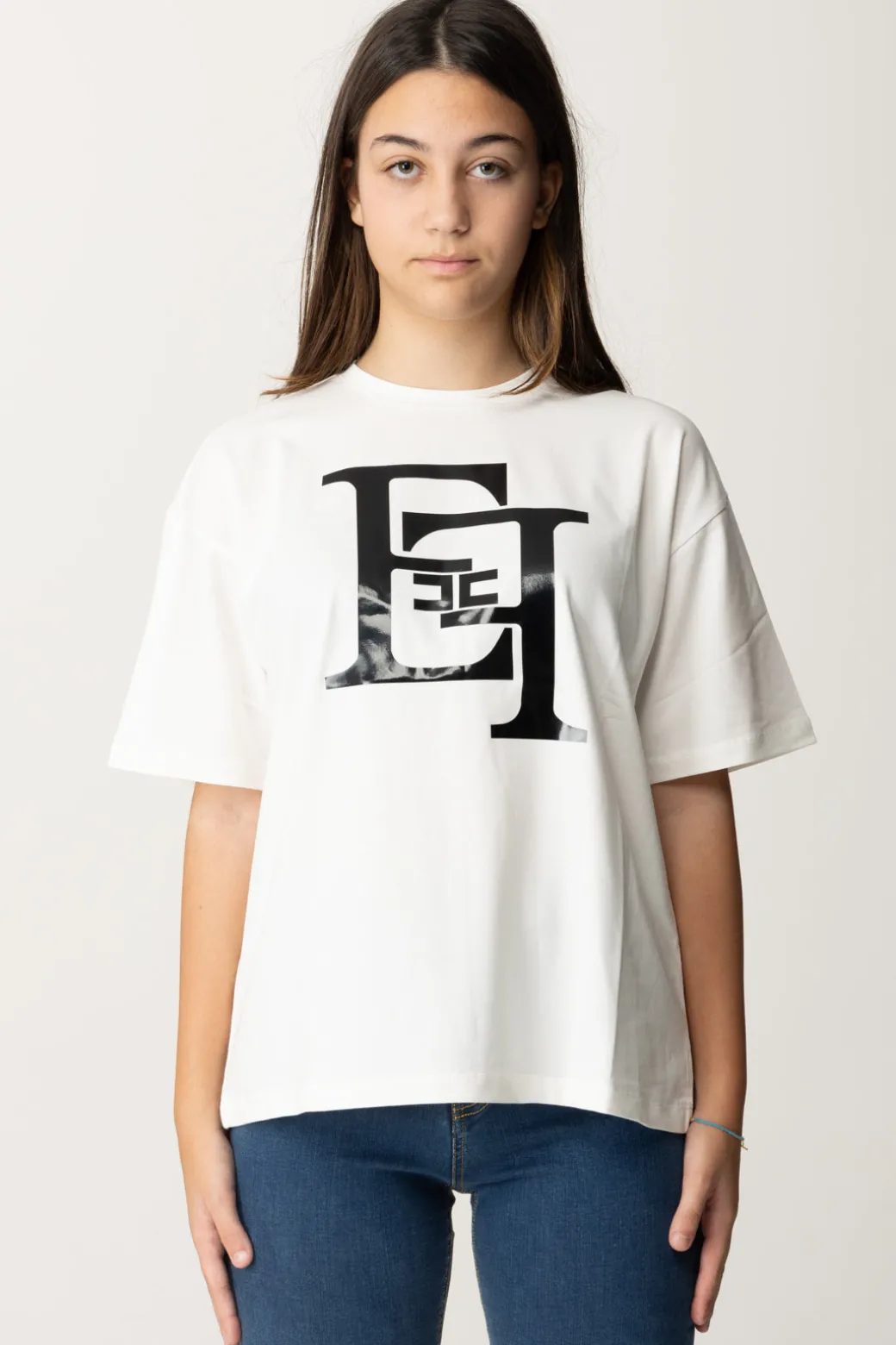 Elisabetta Franchi Bambina T-shirt con Maxi Stampa Ef