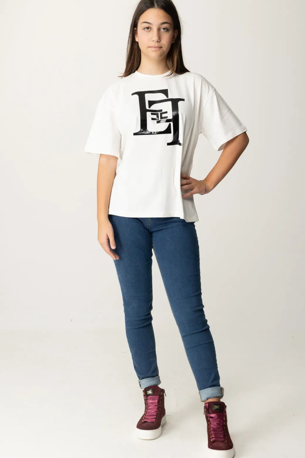 Elisabetta Franchi Bambina T-shirt con Maxi Stampa Ef