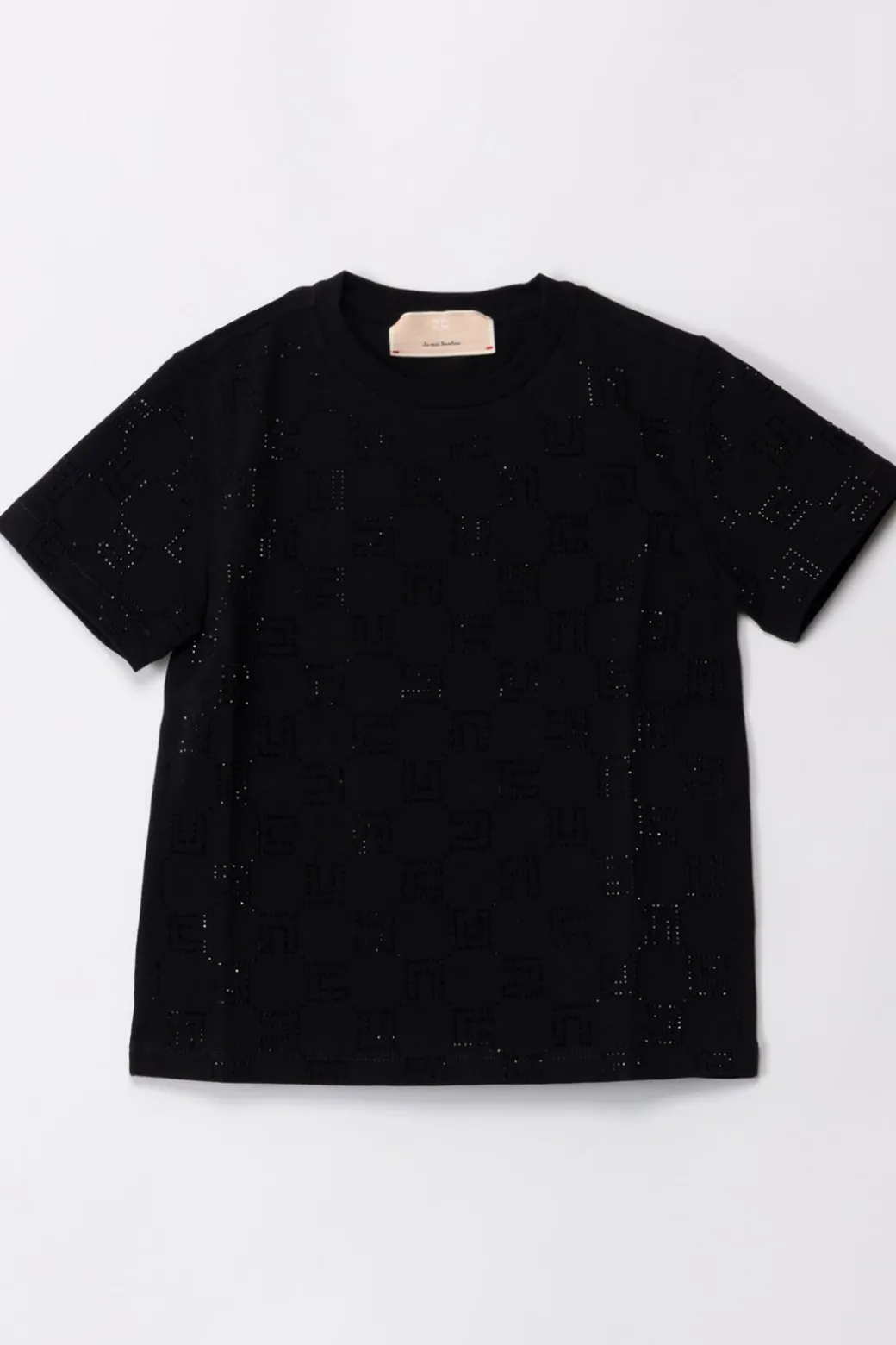 Elisabetta Franchi Bambina T-shirt con Pattern Logo In Strass