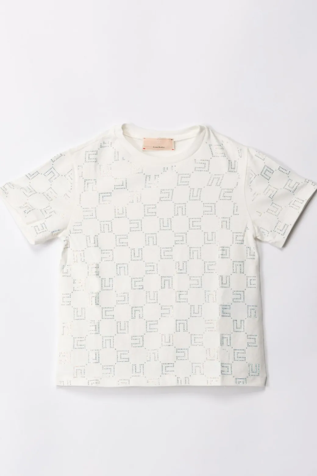 Elisabetta Franchi Bambina T-shirt con Pattern Logo In Strass