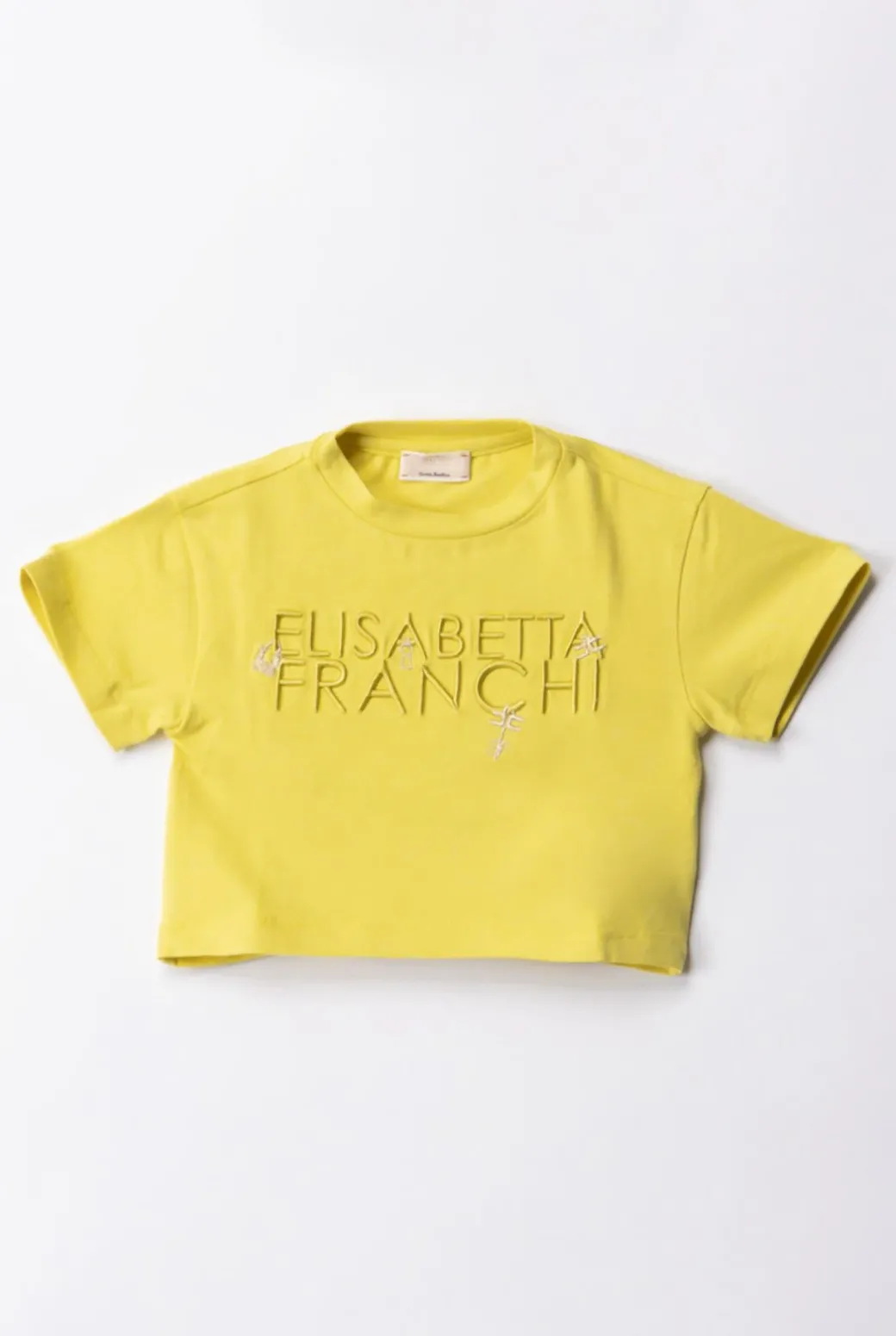 Elisabetta Franchi Bambina T-shirt con Ricamo Lettering e Charm