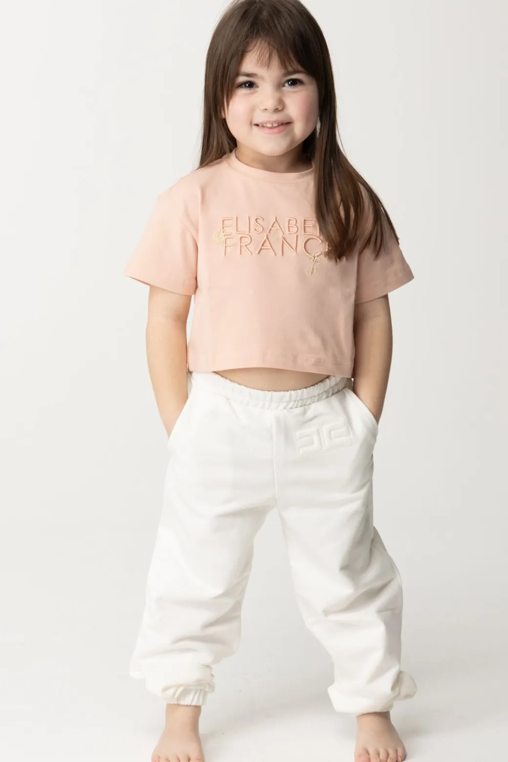 Elisabetta Franchi Bambina T-shirt con Ricamo Lettering e Charm