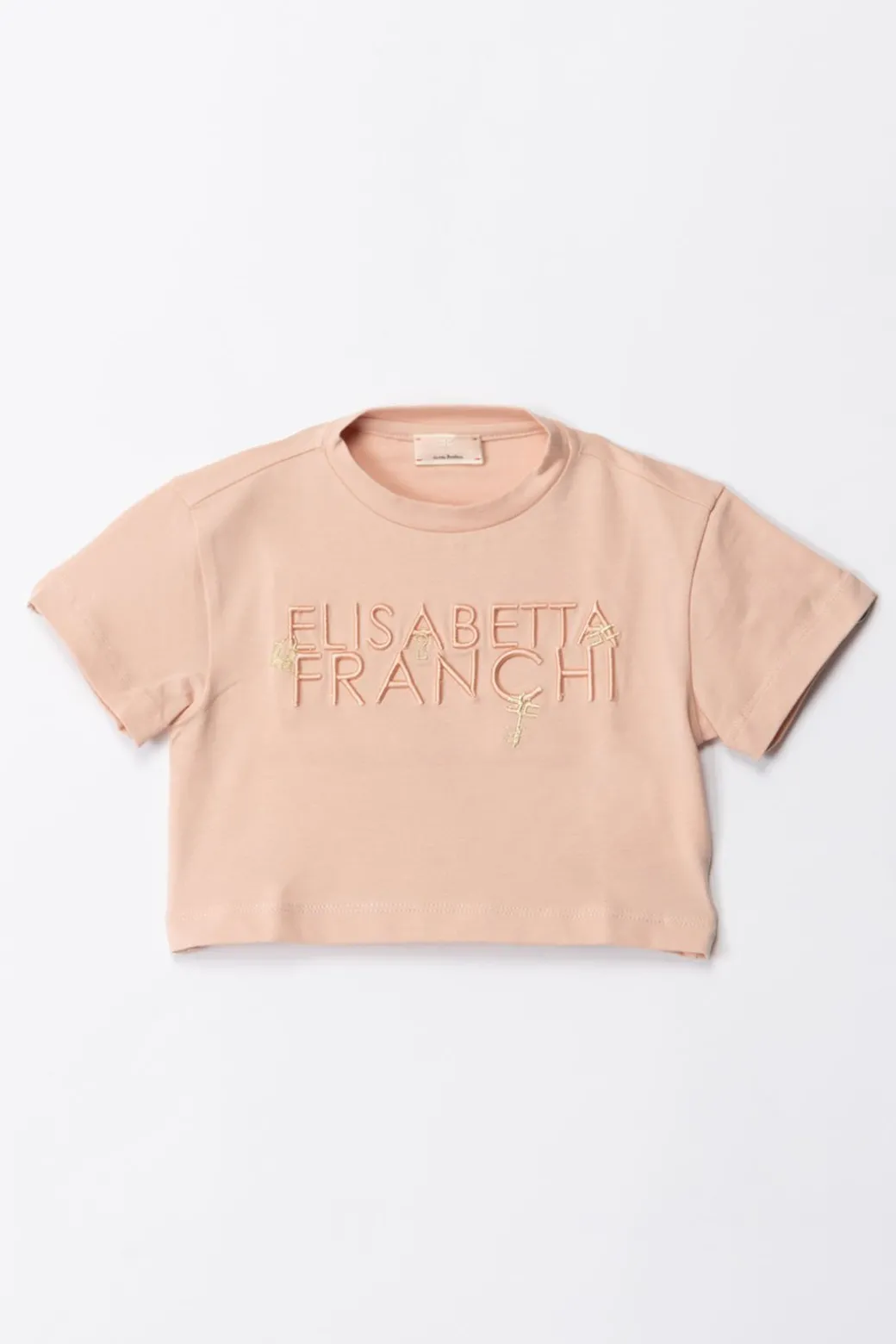 Elisabetta Franchi Bambina T-shirt con Ricamo Lettering e Charm