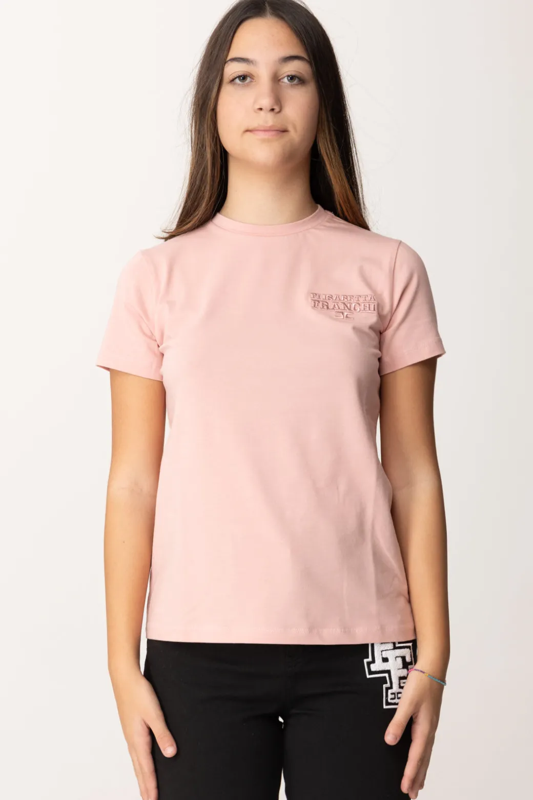 Elisabetta Franchi Bambina T-shirt con Ricamo Logo a Filo