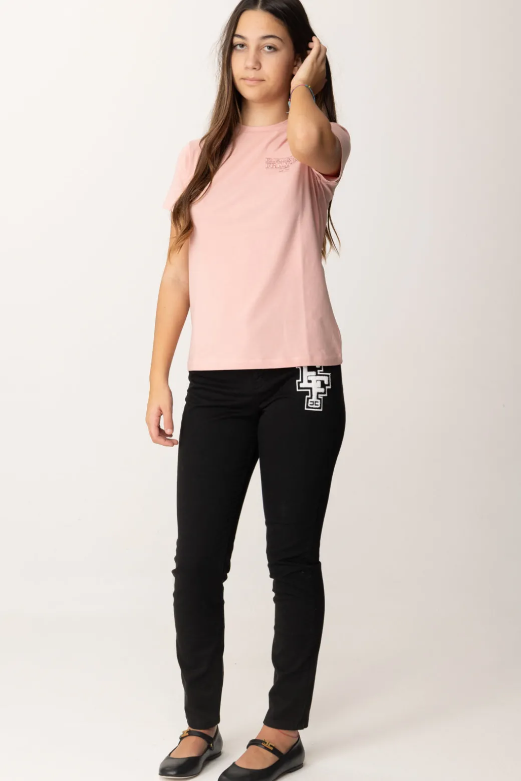 Elisabetta Franchi Bambina T-shirt con Ricamo Logo a Filo