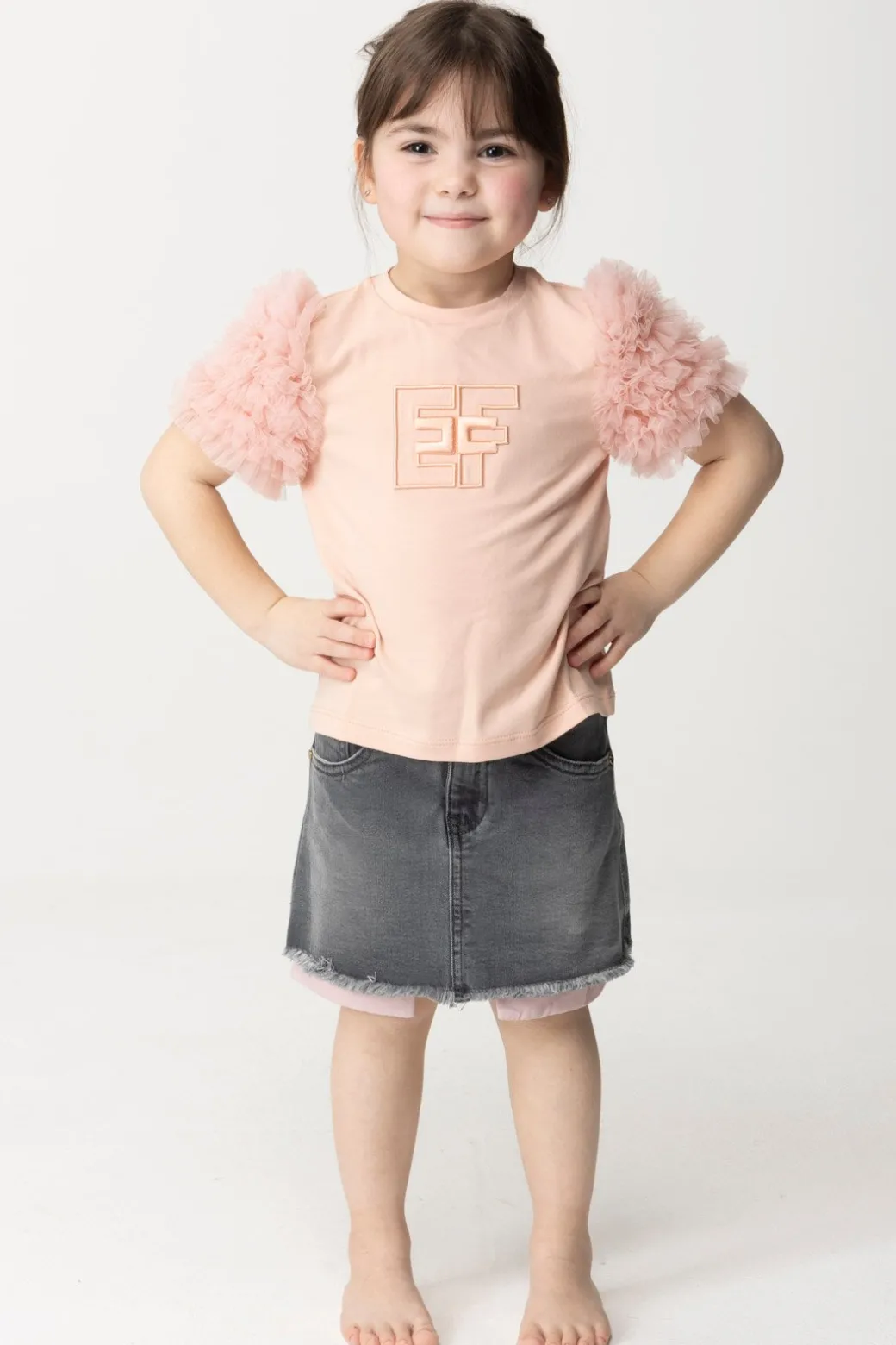 Elisabetta Franchi Bambina T-shirt con Ruches In Tulle