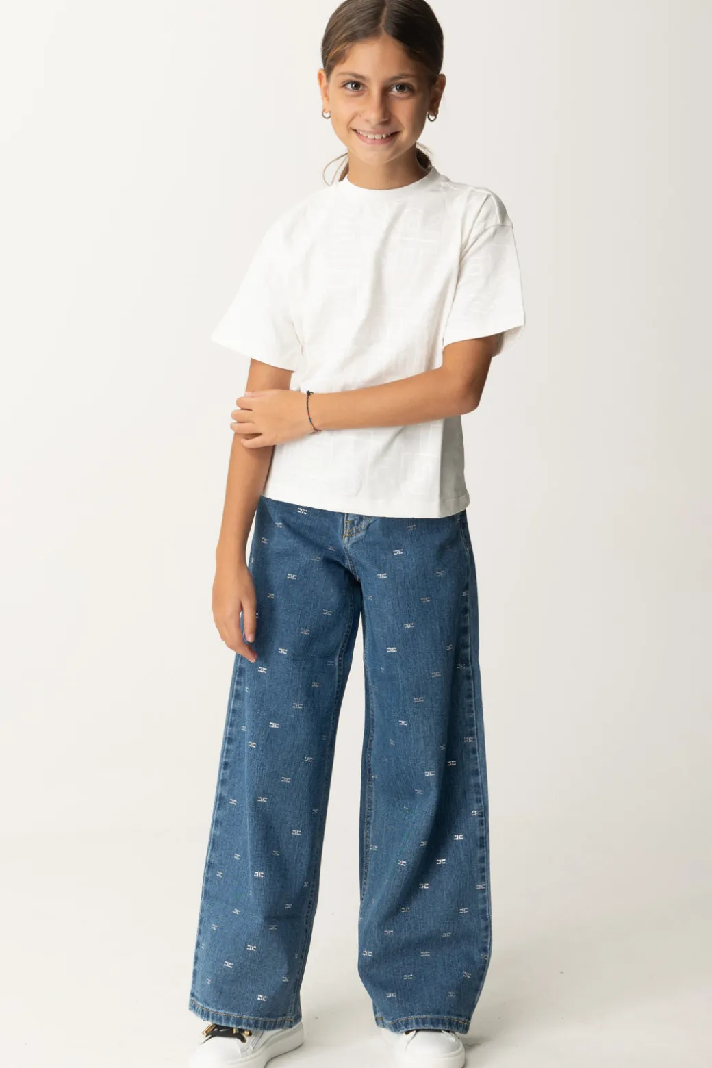 Elisabetta Franchi Bambina T-shirt con Stampa Lettering All-over