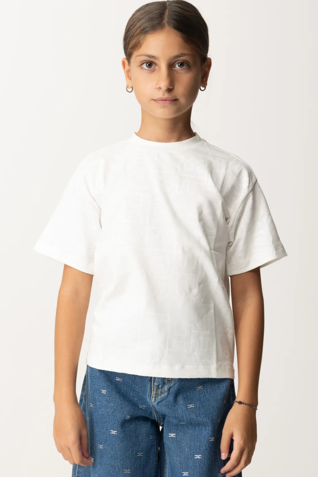 Elisabetta Franchi Bambina T-shirt con Stampa Lettering All-over