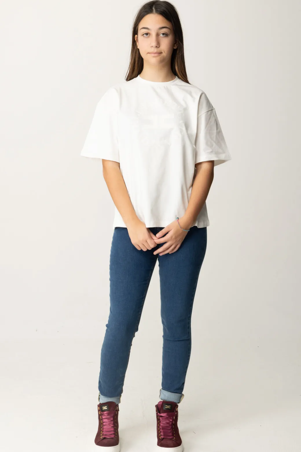 Elisabetta Franchi Bambina T-shirt con Stampa Logo e Lettering