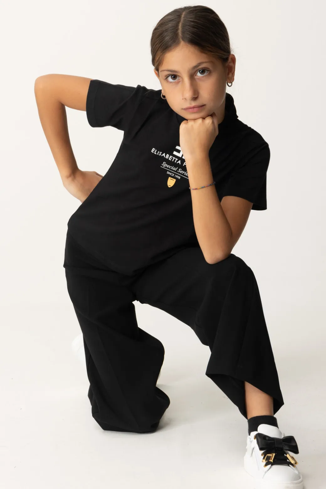 Elisabetta Franchi Bambina T-shirt con Stampa "special Series" e Placchetta