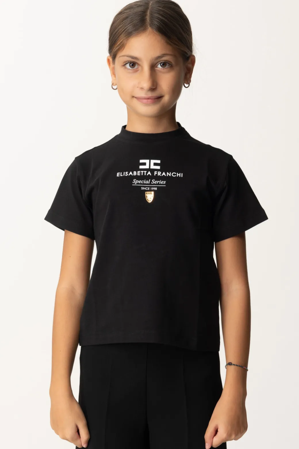 Elisabetta Franchi Bambina T-shirt con Stampa "special Series" e Placchetta