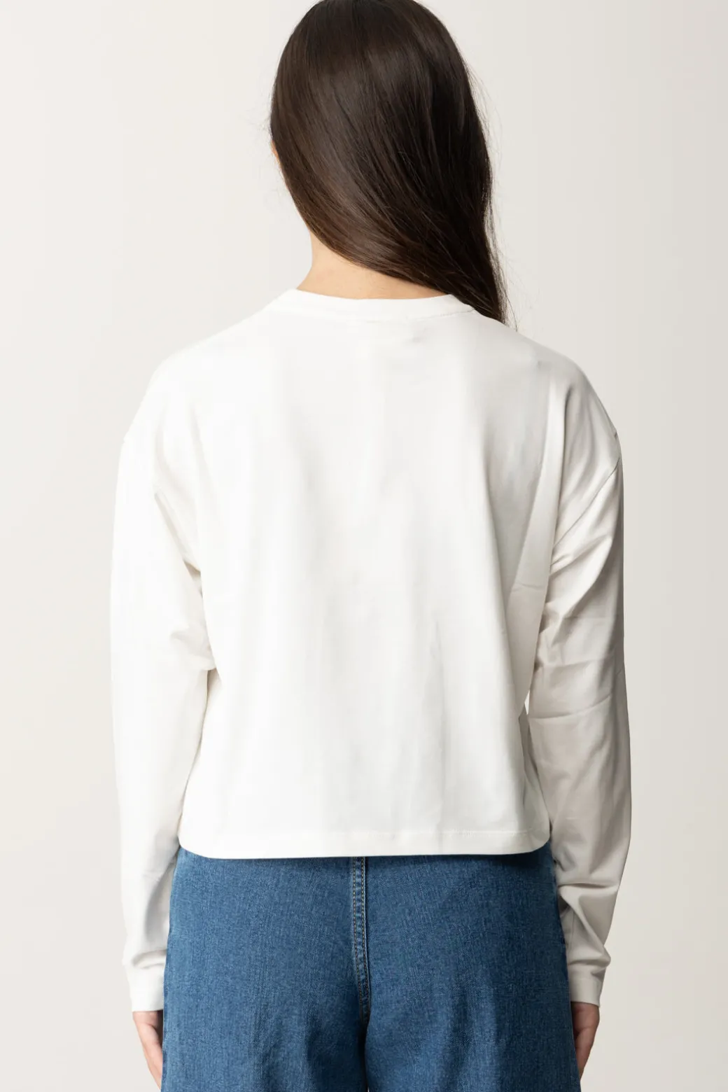 Elisabetta Franchi Bambina T-shirt Crop con Manica Lunga con Logo