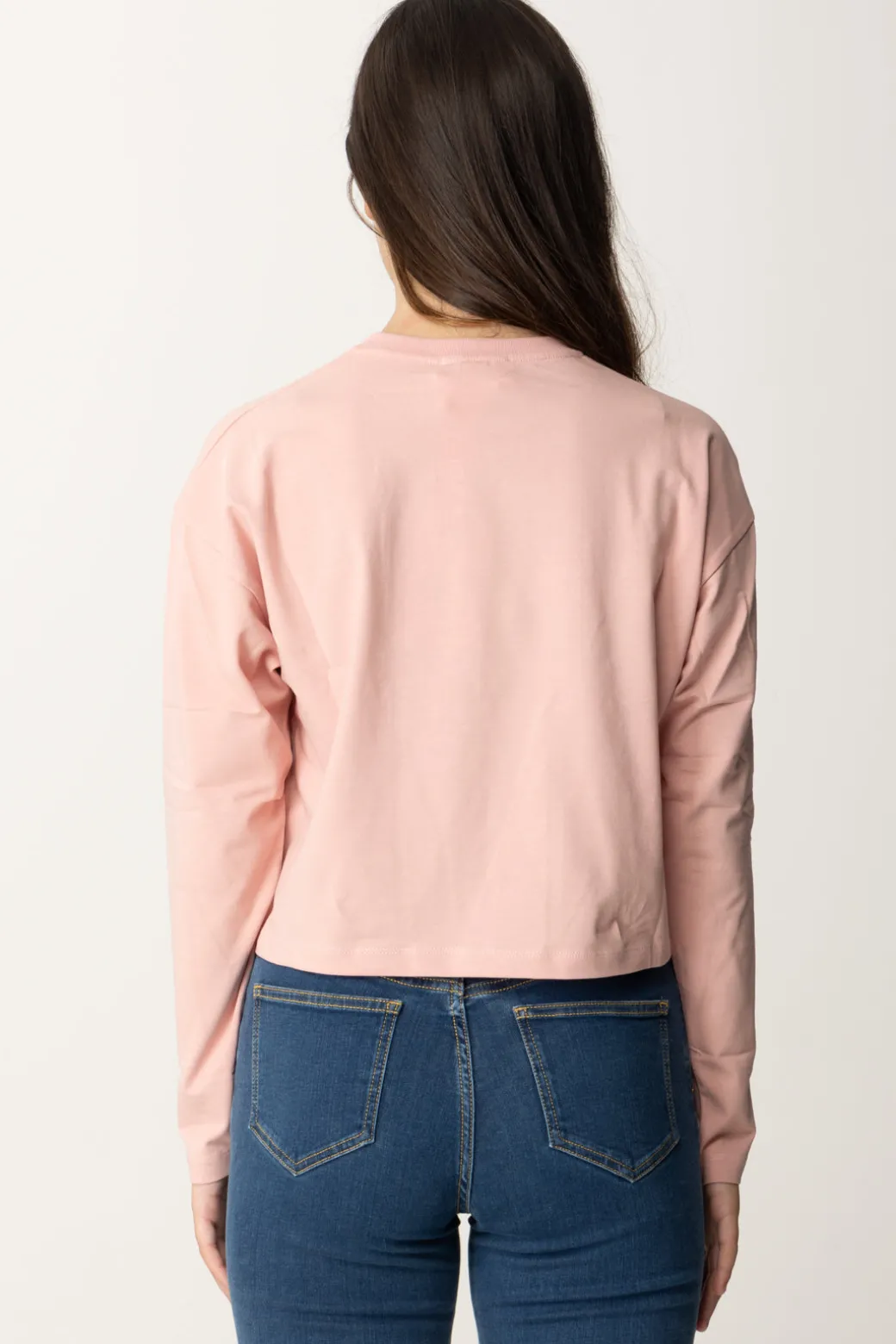 Elisabetta Franchi Bambina T-shirt Crop con Manica Lunga con Logo