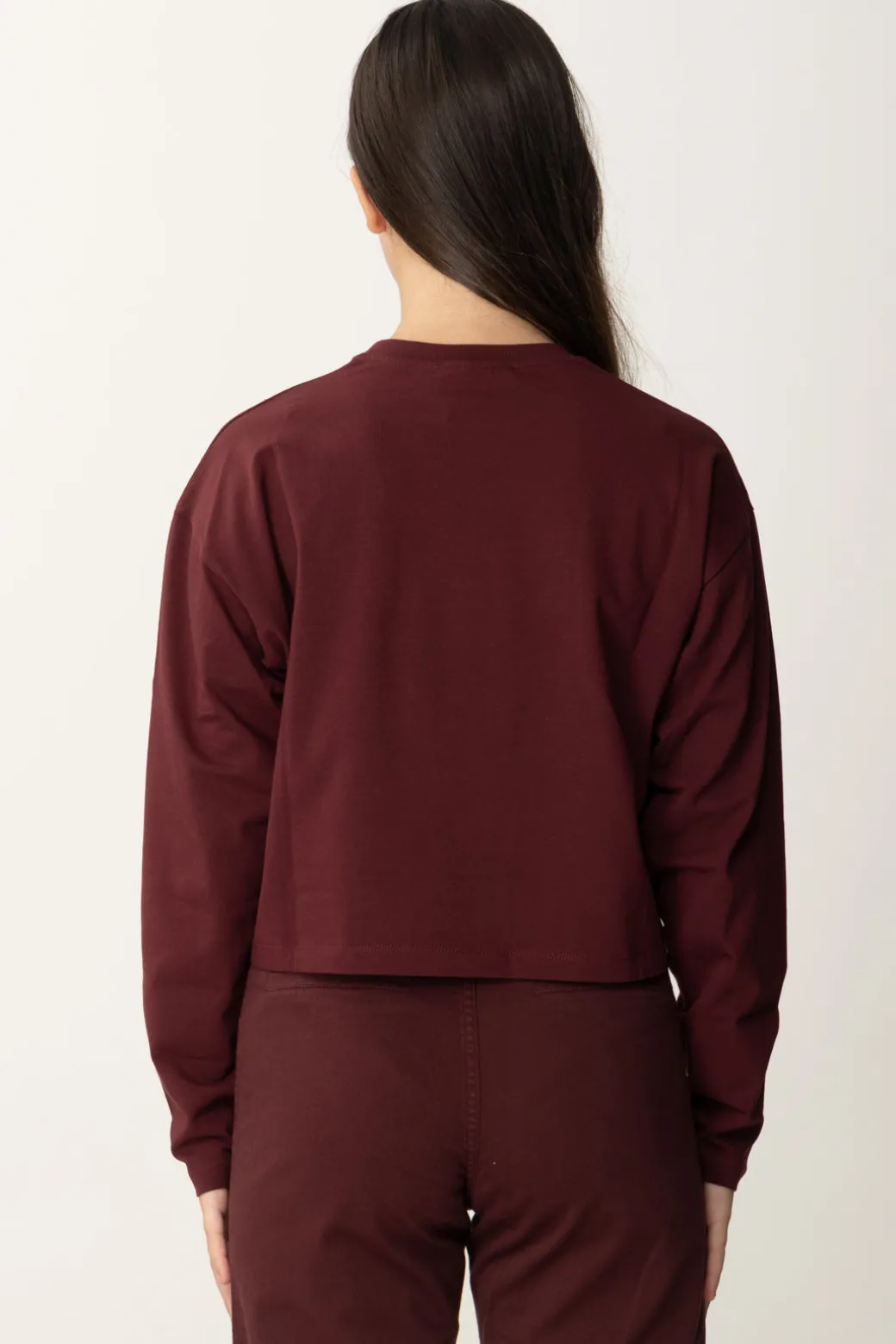 Elisabetta Franchi Bambina T-shirt Crop con Manica Lunga con Logo