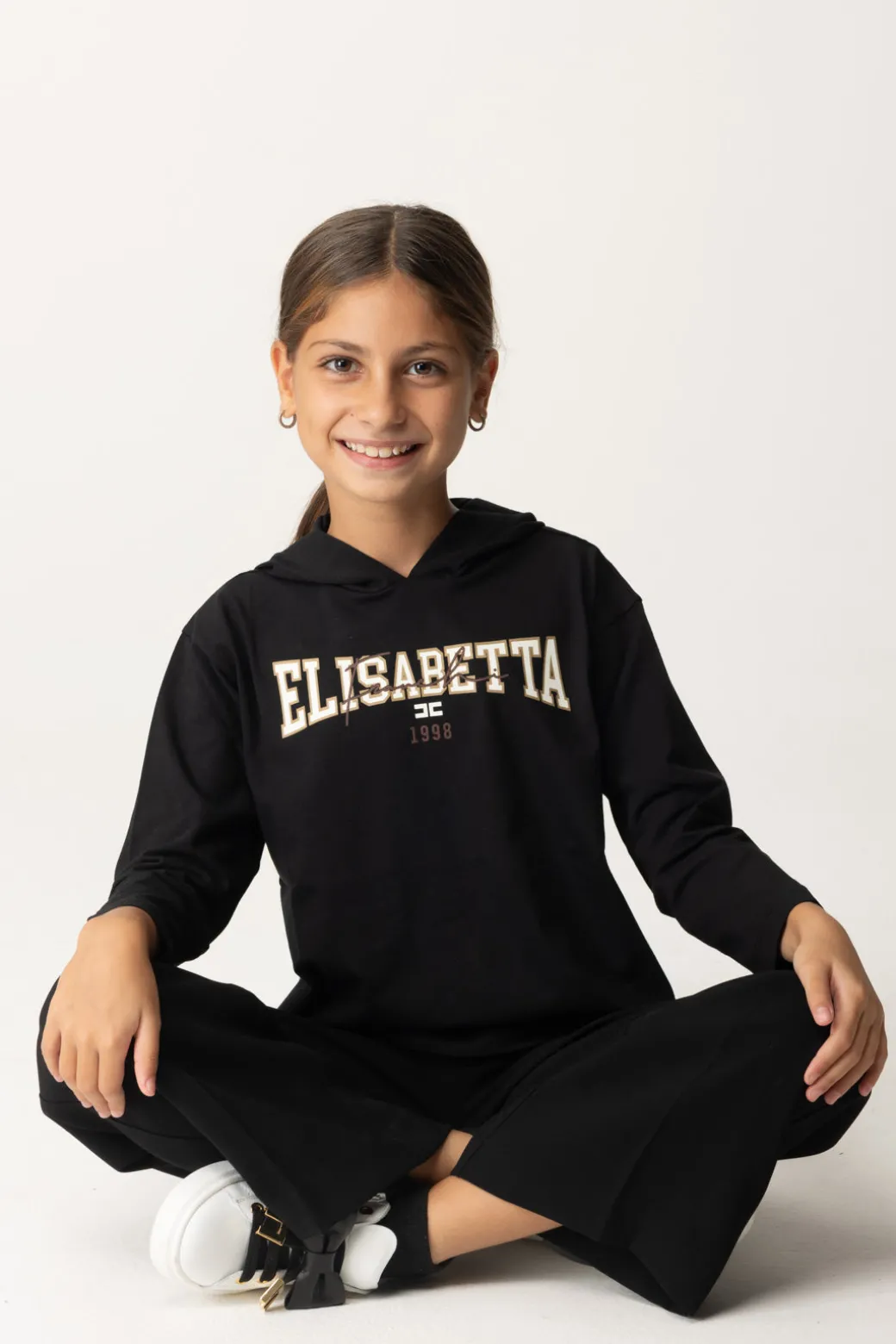 Elisabetta Franchi Bambina T-shirt Manica Lunga con Cappuccio